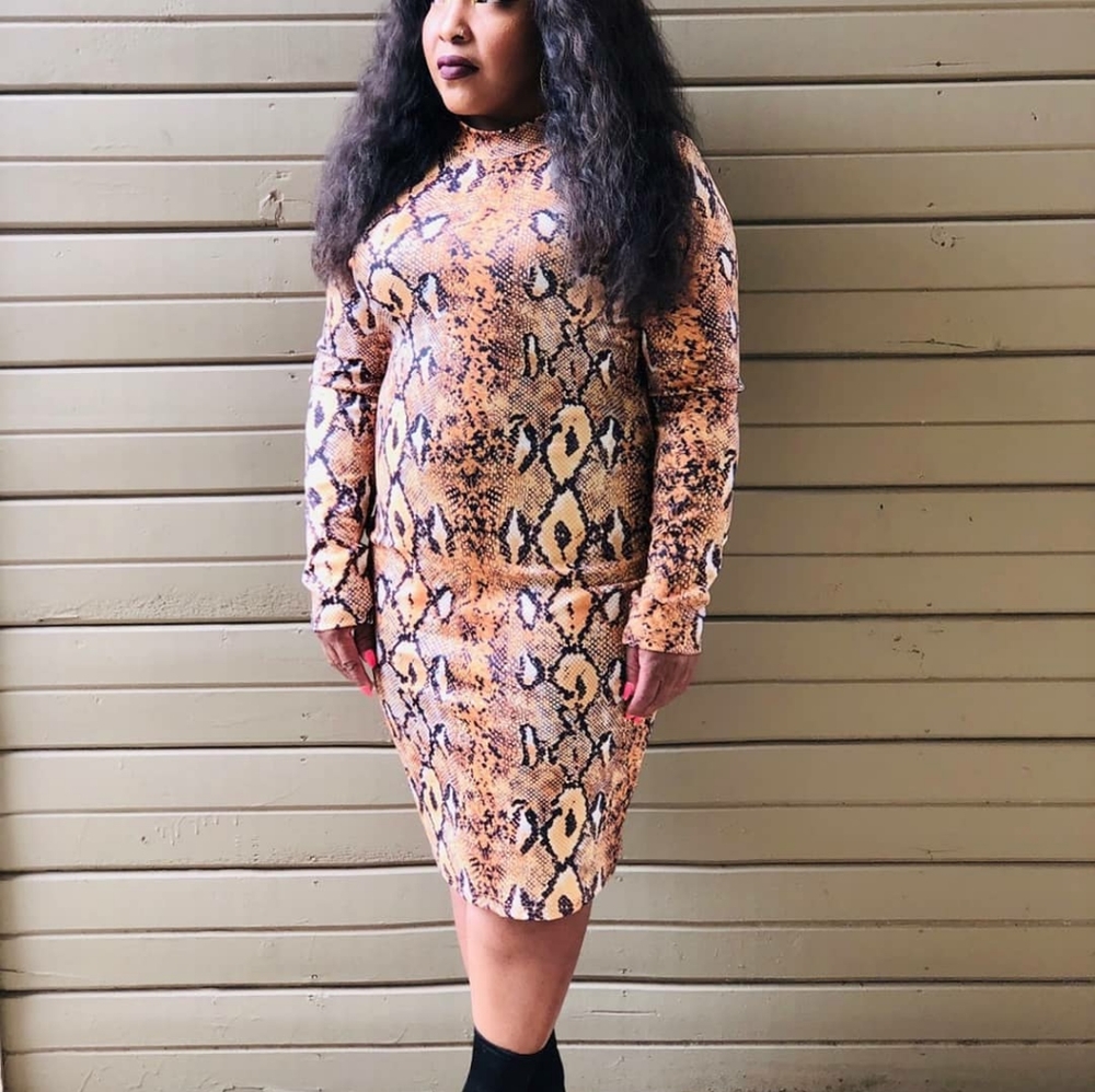 Snake print midi dress